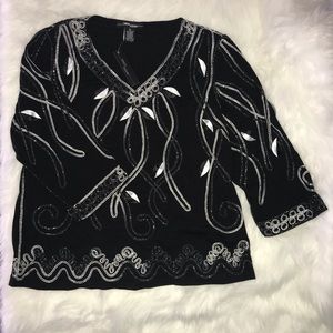 ONCE AGAIN V-Neck STITCH EMBROIDERED TUNIC